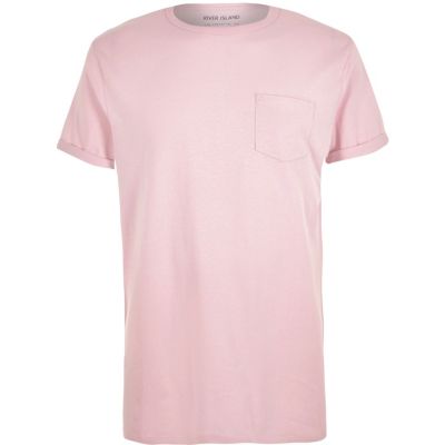 Pink pocket crew neck t-shirt
